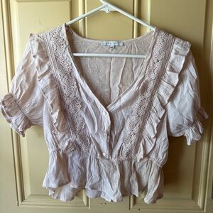 Love Tree Blush Ruffle Lace Blouse